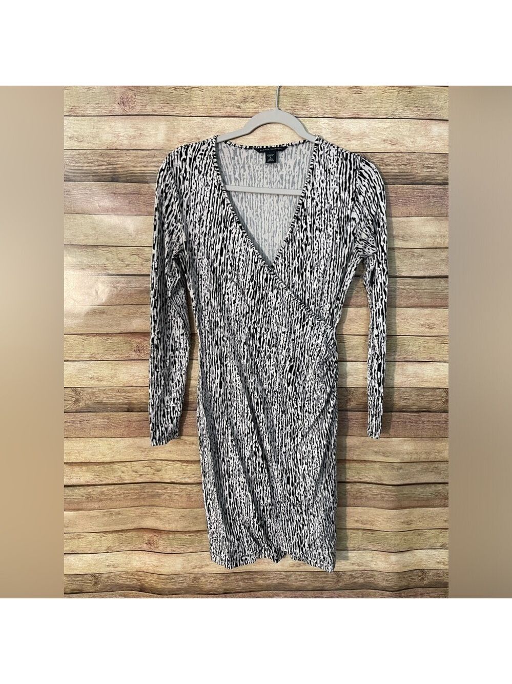 Banana Republic Womens White Black Stripe Long Sleeve Dress Stretch Petite Small